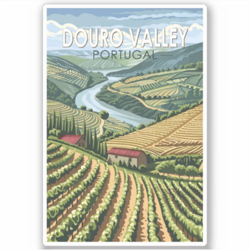 Douro Valley Portugal Travel Art Vintage Sticker