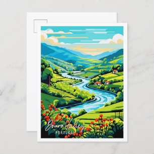 Douro Valley Portugal vintage travel illustration Postcard