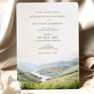 DOURO Valley Portugal Wedding Watercolor Scenery Invitation