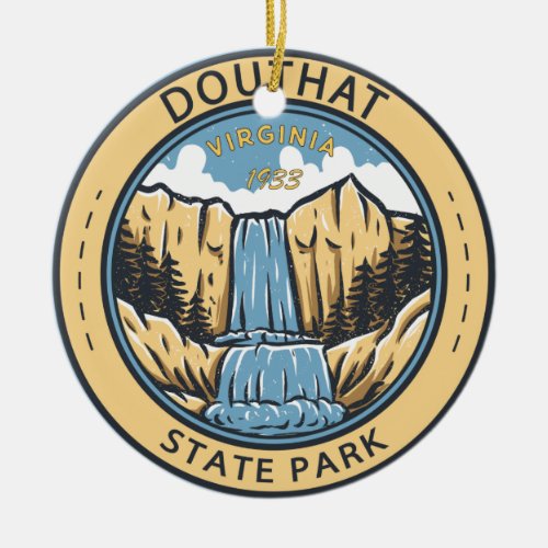 Douthat State Park Virginia Badge Ceramic Ornament