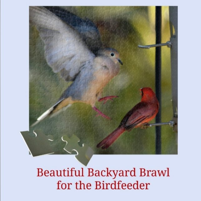 Dove and Cardinal Backyard Brawl Jigsaw Puzzle (Creator Uploaded)