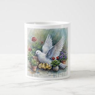 Dove and Chicks in the Garden Giant Coffee Mug