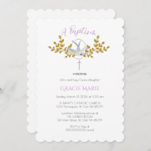 Dove and Cross Baptism Invitation {Girl}