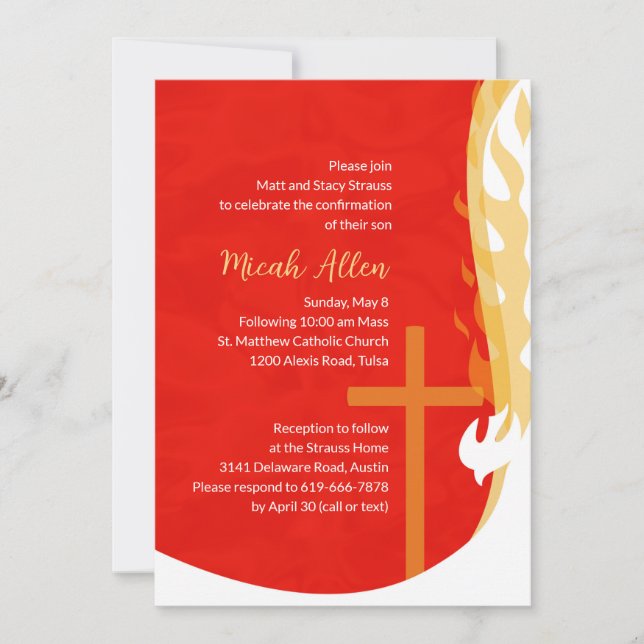 Dove and Cross Confirmation Invitation (Front)