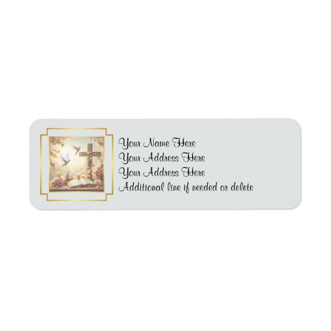 Dove and Cross Customizable Return Address Label (Front)