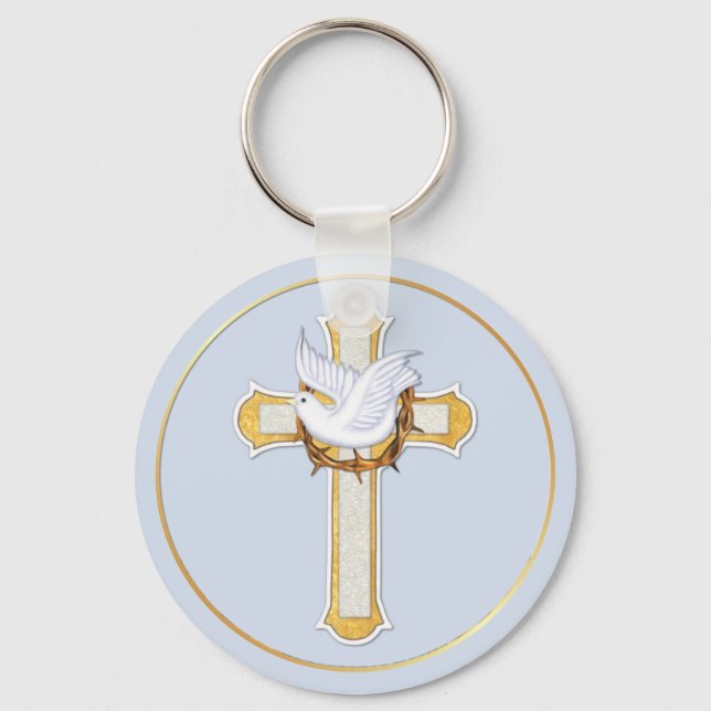 Dove and Cross Keychain (Front)