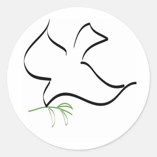 Dove and Olive Branch Image Classic Round Sticker (Front)