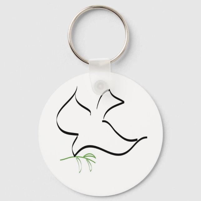 Dove and Olive Branch Image Keychain (Front)