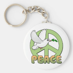 Peace Dove Basic Button Keychain