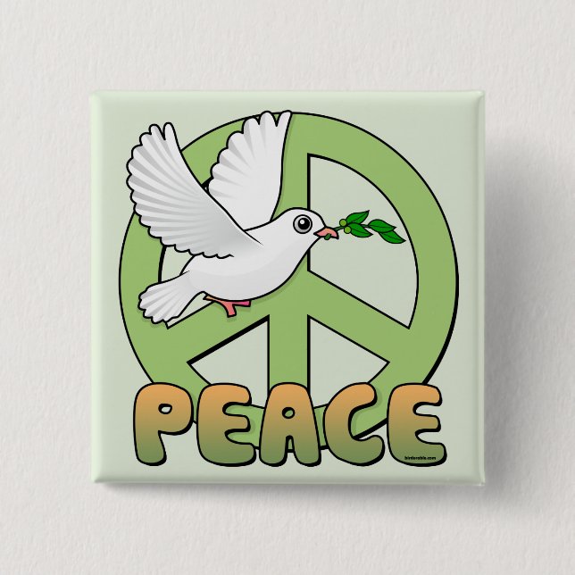 Dove and Peace Symbol Pinback Button (Front)