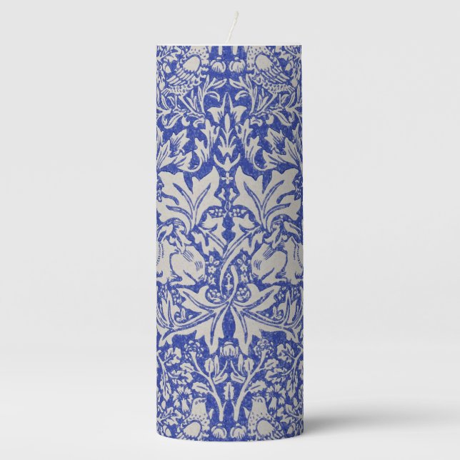 Dove and Rabbit, William Morris Pillar Candle (Front)