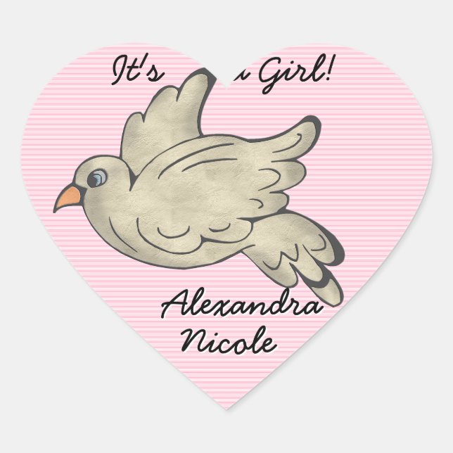 Dove Announces It's A Girl! Heart Sticker (Front)