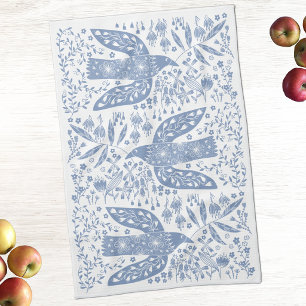 Dove Bird Blue Kitchen Towel