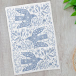 Dove Bird Blue Kitchen Towel<br><div class="desc">Dusty blue and white folk art dove pattern for peace and hope. Original art by Nic Squirrell.</div>