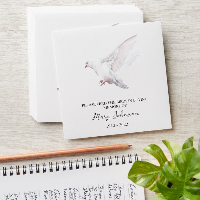 Dove Bird Memorial Funeral Seed Envelope (Stacked)