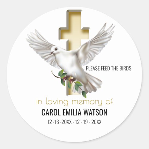 Dove Bird Seed Packet Funeral Memorial Classic Round Sticker