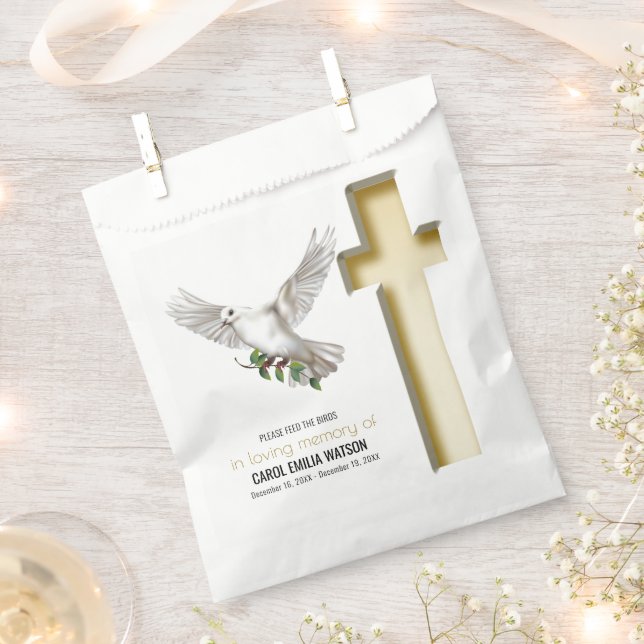 Dove Bird Seed Packet Funeral Memorial Favor Bag (Clipped)