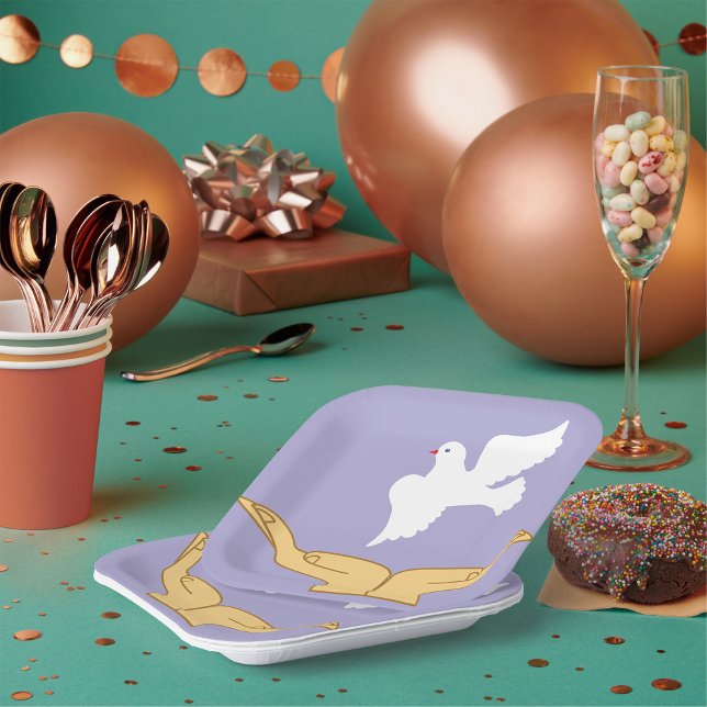 Dove Bird World Peace White Paper Plates (Creator Uploaded)