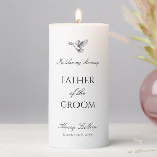 Dove Black Script Personalized Wedding Memorial Pillar Candle