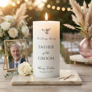 Dove Black Script Personalized Wedding Memorial Pillar Candle