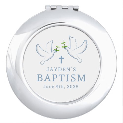 Dove Blue Boy Baptism Favors Compact Mirror