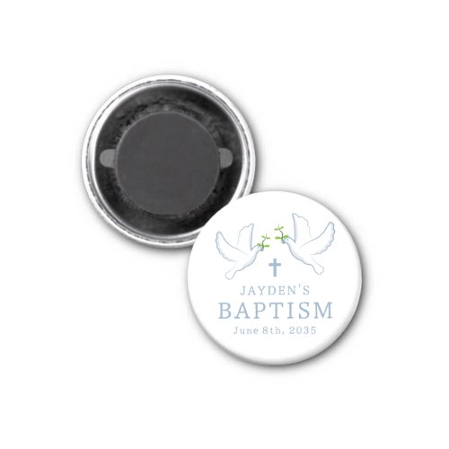 Dove Blue Boy Baptism Guest Favors Keepsake Magnet