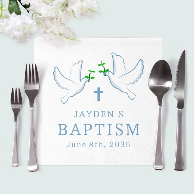 Dove Blue Boy Baptism Napkins (Dove Blue Boy Baptism Napkins
)