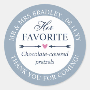 Dove Blue Heart Arrows Her Favorite Wedding Favor Classic Round Sticker