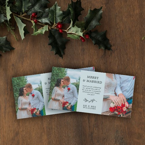 Dove Blue Mistletoe Merry Married Christmas Thank Thank You Card