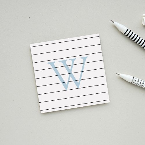 Dove Blue Monogram Lined Post_it Notes