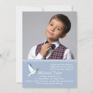 Dove Blue Religious Photo Invitation
