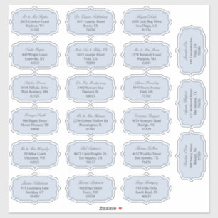 Dove Blue Vintage Shape 21 Wedding Guest Address Sticker