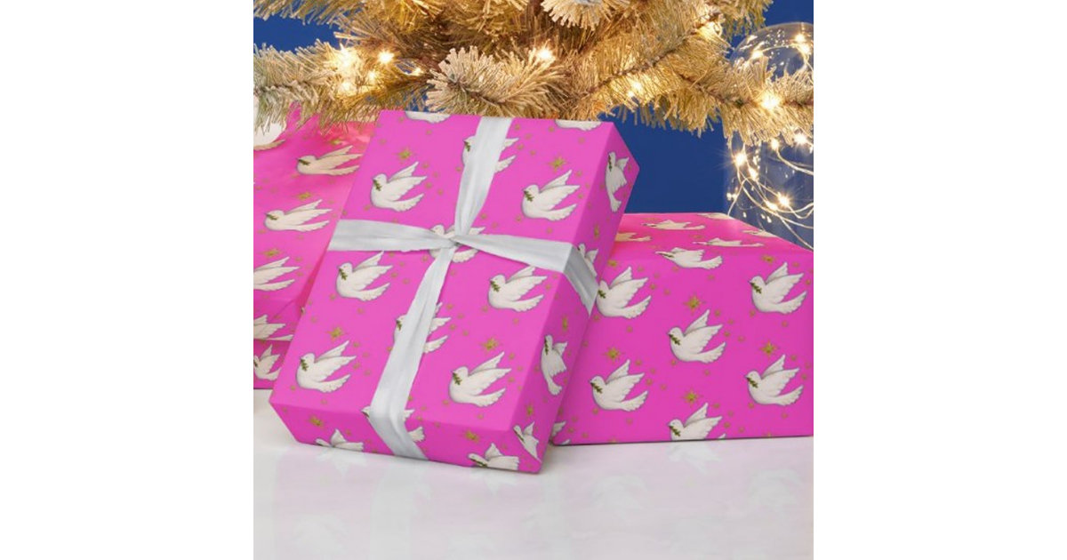 Dove Christmas hot pink Wrapping Paper