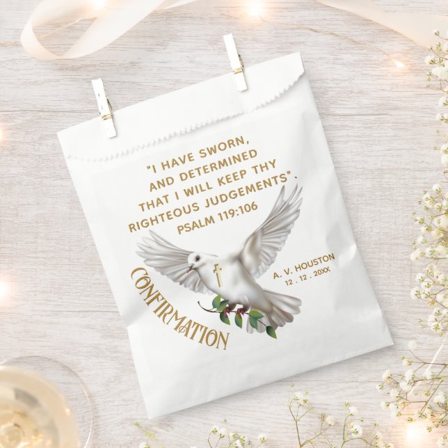 Dove Confirmation Scripture Verse Favor Bag (Clipped)