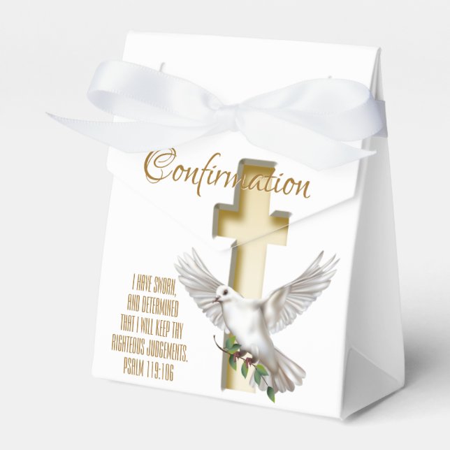 Dove Cross Confirmation Favor Boxes (Front Side)