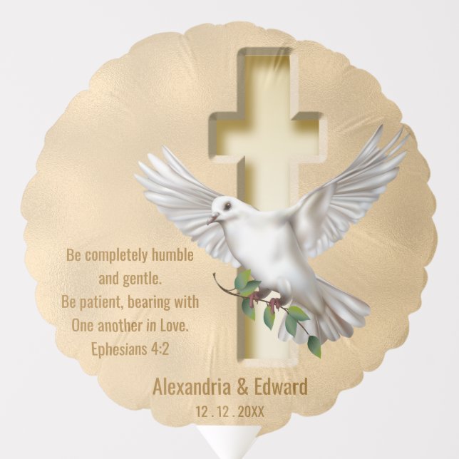Dove Cross Personalized Scripture Balloon (Front)
