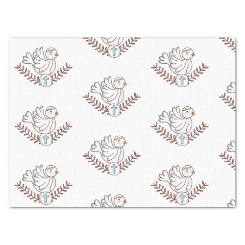 Dove Cross Religious Baptism Christening Tissue Paper