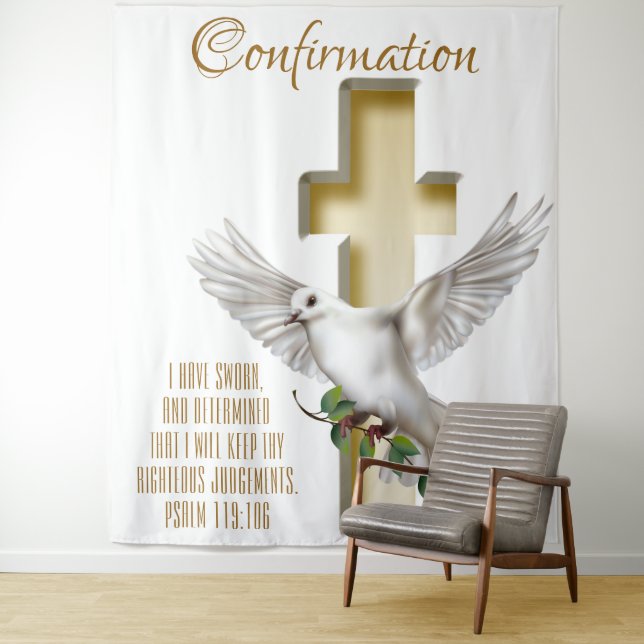 Dove Cross Scripture Confirmation Baptism Backdrop (In Situ)