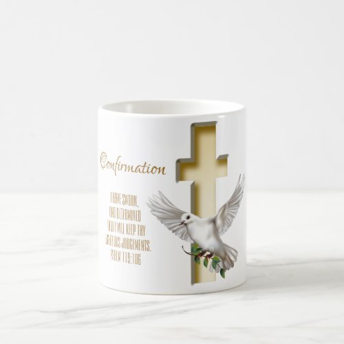 Dove Cross Scripture Confirmation Baptism Coffee Mug