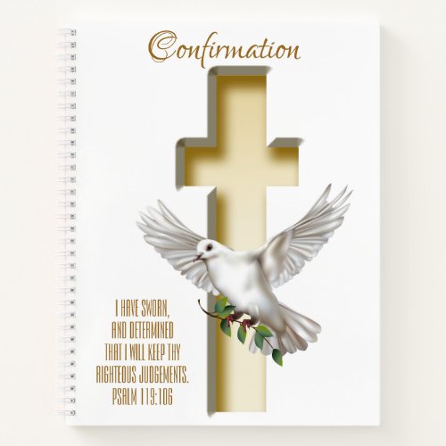 Dove Cross Scripture Confirmation Baptism Notebook