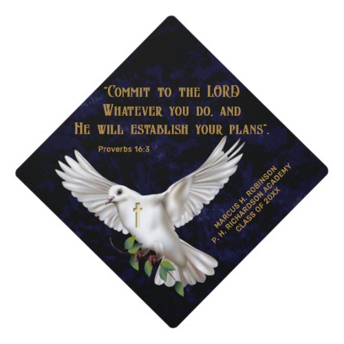 Dove Cross Scripture Graduation Cap Topper