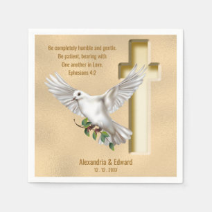 Dove Cross Scripture Verse Ephesians 4:2 Napkins