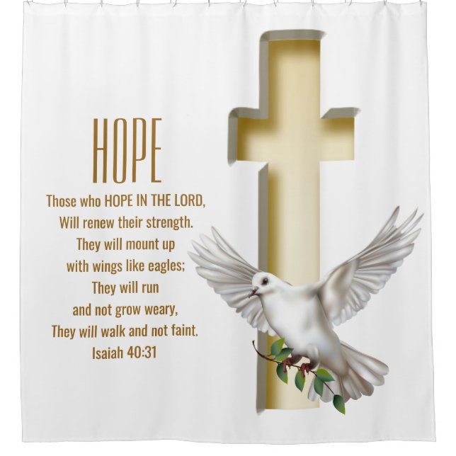 Dove Cross Scripture Verse Isaiah 40:31 Shower Curtain (Front)
