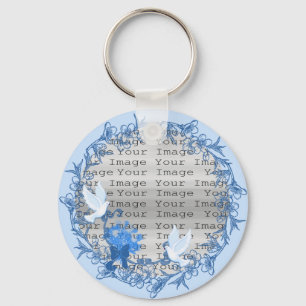 Dove Custom Round Wedding Key Chain