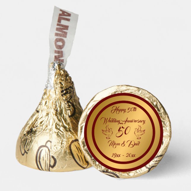 Dove Customize Happy Gold 50th Anniversary Hershey®'s Kisses® (Front)
