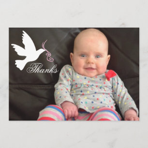 Dove dusky pink girls baptism photo thank you card