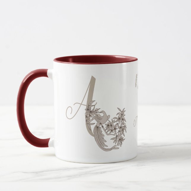 Dove Elegant Monogram Initial A Personalized Mug (Left)