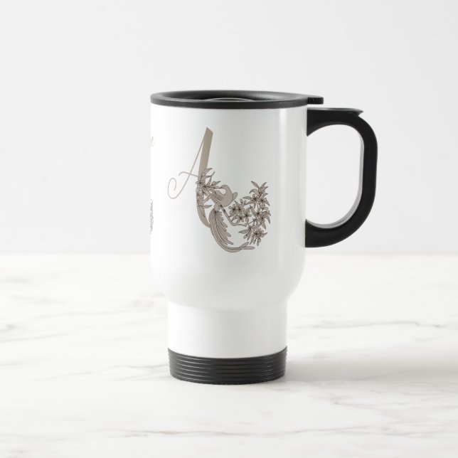 Dove Elegant Monogram Initial A Personalized Travel Mug (Right)