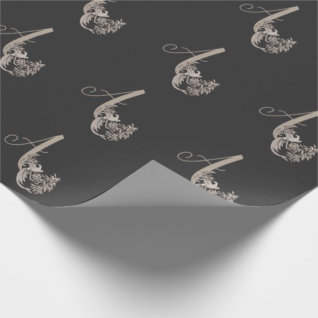 Dove Elegant Monogram Initial A  Wrapping Paper (Corner)
