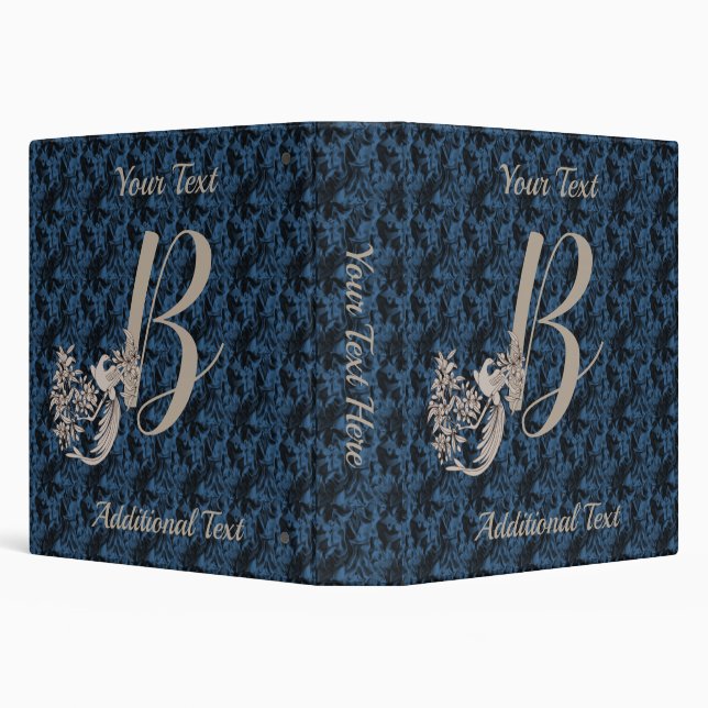 Dove Elegant Monogram Initial B Personalized 3 Ring Binder (Background)